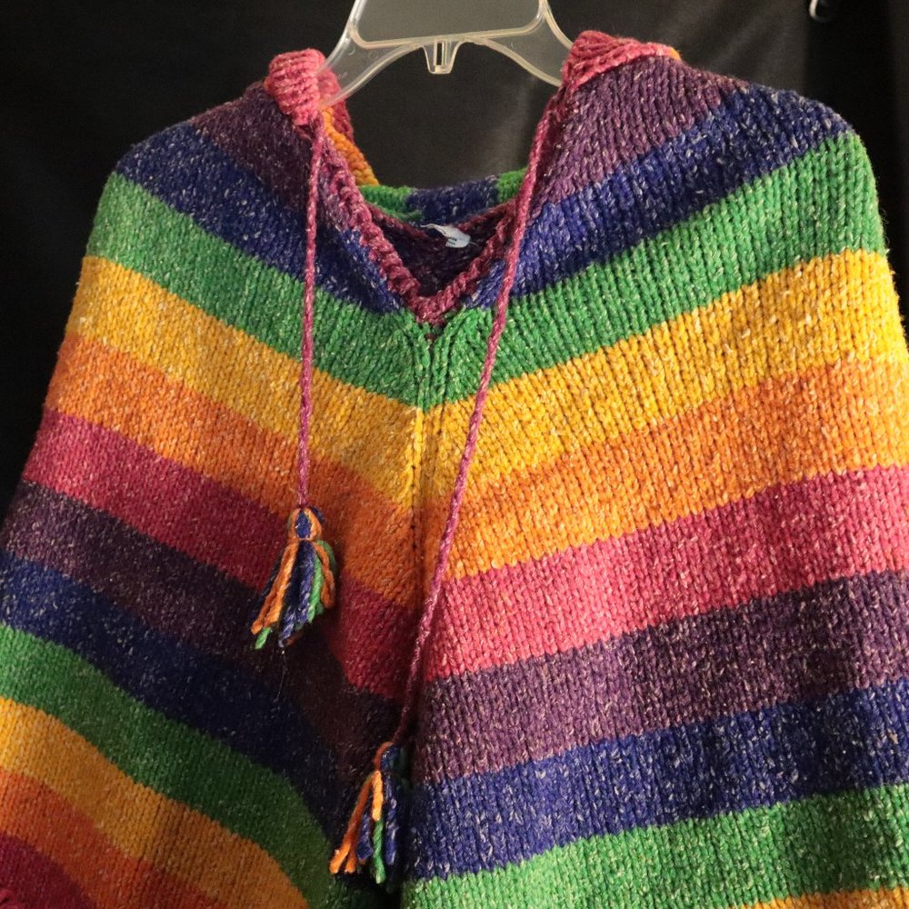 Rainbow Wool Poncho